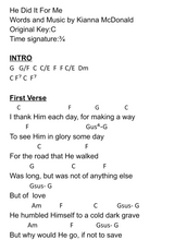 Load image into Gallery viewer, He Did It For Me-Chord Sheet