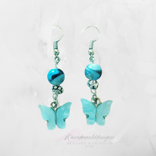 Shades of Blue Butterfly beaded Earrings