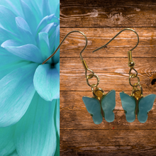 Load image into Gallery viewer, Turquoise Butterfly Womens Drop Earrings
